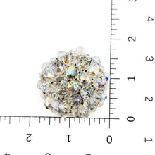 Load image into Gallery viewer, Vintage Clear AB Glass Bead Cluster Silver Tone Brooch and Clip On Earrings Set