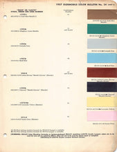 Load image into Gallery viewer, 57 59 OLDSMOBILE Original Paint Chips Color Codes Samples 5 Pages DUPONT