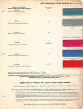 Load image into Gallery viewer, 57 59 OLDSMOBILE Original Paint Chips Color Codes Samples 5 Pages DUPONT