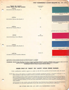 57 59 OLDSMOBILE Original Paint Chips Color Codes Samples 5 Pages DUPONT
