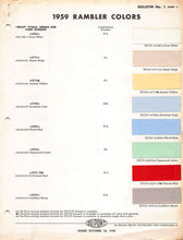 Load image into Gallery viewer, 1959 RAMBLER Original Paint Chips Color Codes Samples 2 Pages DUPONT