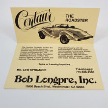 Load image into Gallery viewer, Vintage Centaur Roadster Pamphlet &amp; Bob Longpre Business Pamphlet
