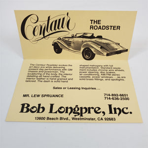 Vintage Centaur Roadster Pamphlet & Bob Longpre Business Pamphlet