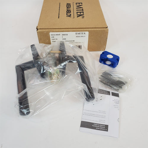 EMTEK Passage Set Stuttgart Door Lever LH Square Rosette 5110STULHUS10B