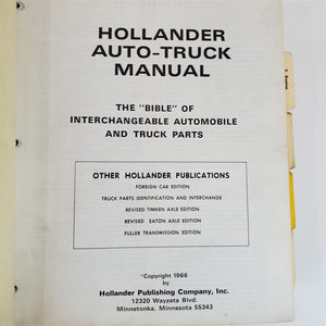 1966 Hollander Interchange SERVICE Manual Car Auto Truck Parts – Vegas Classic Parts