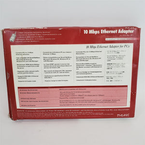 VTG 1997 Asante Etherpac 10Mbps Ethernet Network ISA Card 2000+TC 10T & BNC NOS