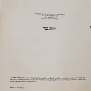 Exidy Sorcerer Computer Technical Manual by The Sorcerer of Exidy 1st Ed. 1979