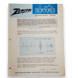 Lot of 4 Vintage ZENITH TECH TOPICS Publication Feb Mar Apr & May 1968