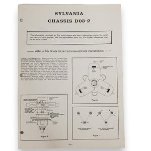 Vintage Sylvania Technical Service Data TV Chassis: D03-2