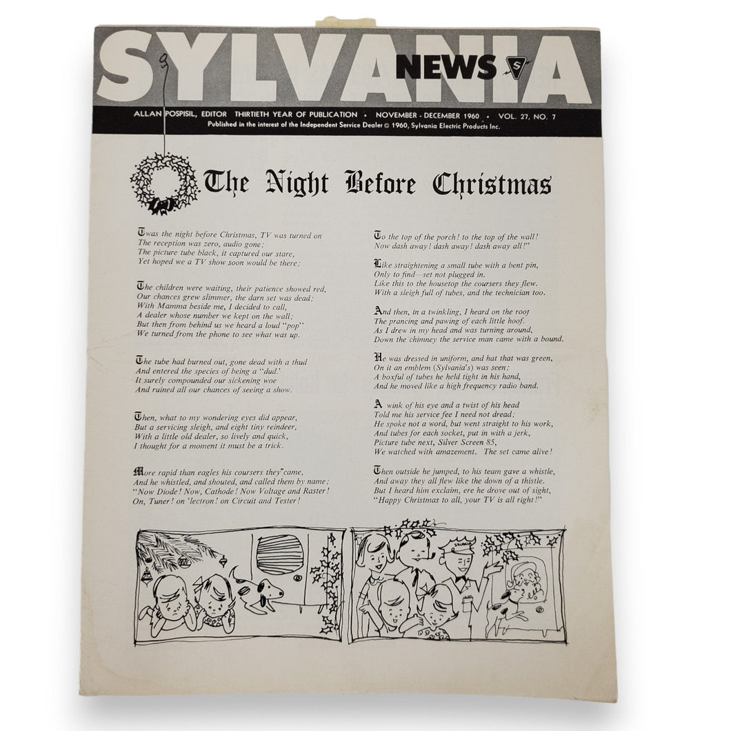 Vintage Sylvania News Publication Nov-Dec 1960 Night Before Christmas Issue