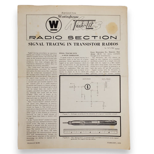 Vintage Westinghouse Radio Section TECH-LIT Feb 1959