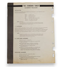 Load image into Gallery viewer, Vintage &quot;THE STANDARD TUNER&quot; TV-1532 TV-2232 Diagrams &amp; Procedures, Parts List