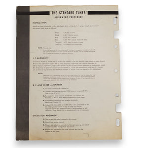 Vintage "THE STANDARD TUNER" TV-1532 TV-2232 Diagrams & Procedures, Parts List