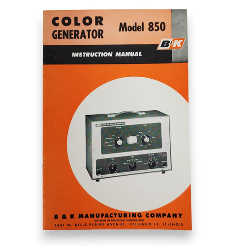 Vintage 1963 Original Color Generator Model 850 Instruction Manual B&K