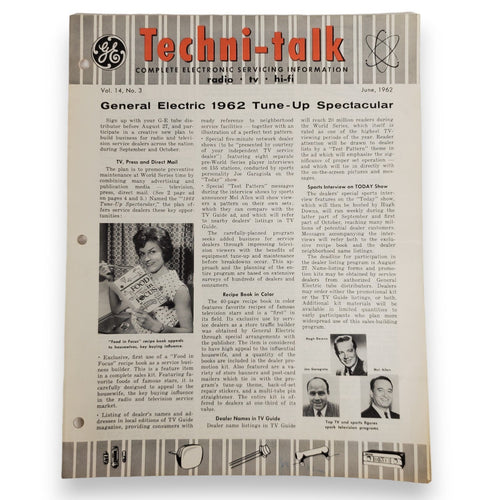 Vintage GE TECHNI-TALK radio-tv-hifi publication June 1962