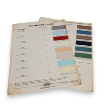 Load image into Gallery viewer, 60 1960 MERCURY Original Paint Chips Color Samples 2 Pages DUPONT