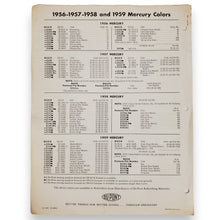 Load image into Gallery viewer, 60 1960 MERCURY Original Paint Chips Color Samples 2 Pages DUPONT