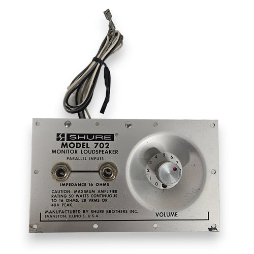 Volume / Connector Control Panel for Shure Model 702 Monitor Loudspeaker