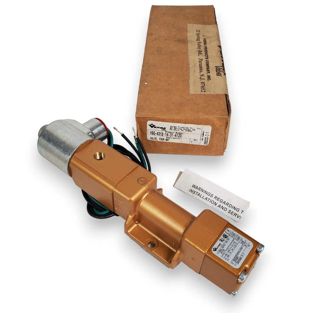 Pneumatic Valve 4-Position Single Solenoid Versa VSG-4312-14-31-A120 Four-Way