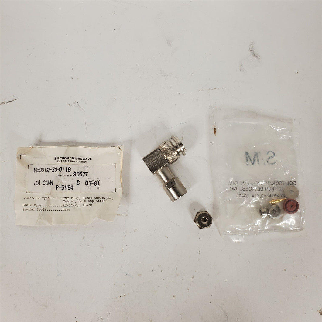 RF Coaxial Cable Connector TNC Right Angle Solitron Microwave M39012/30-0118