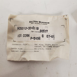 RF Coaxial Cable Connector TNC Right Angle Solitron Microwave M39012/30-0118