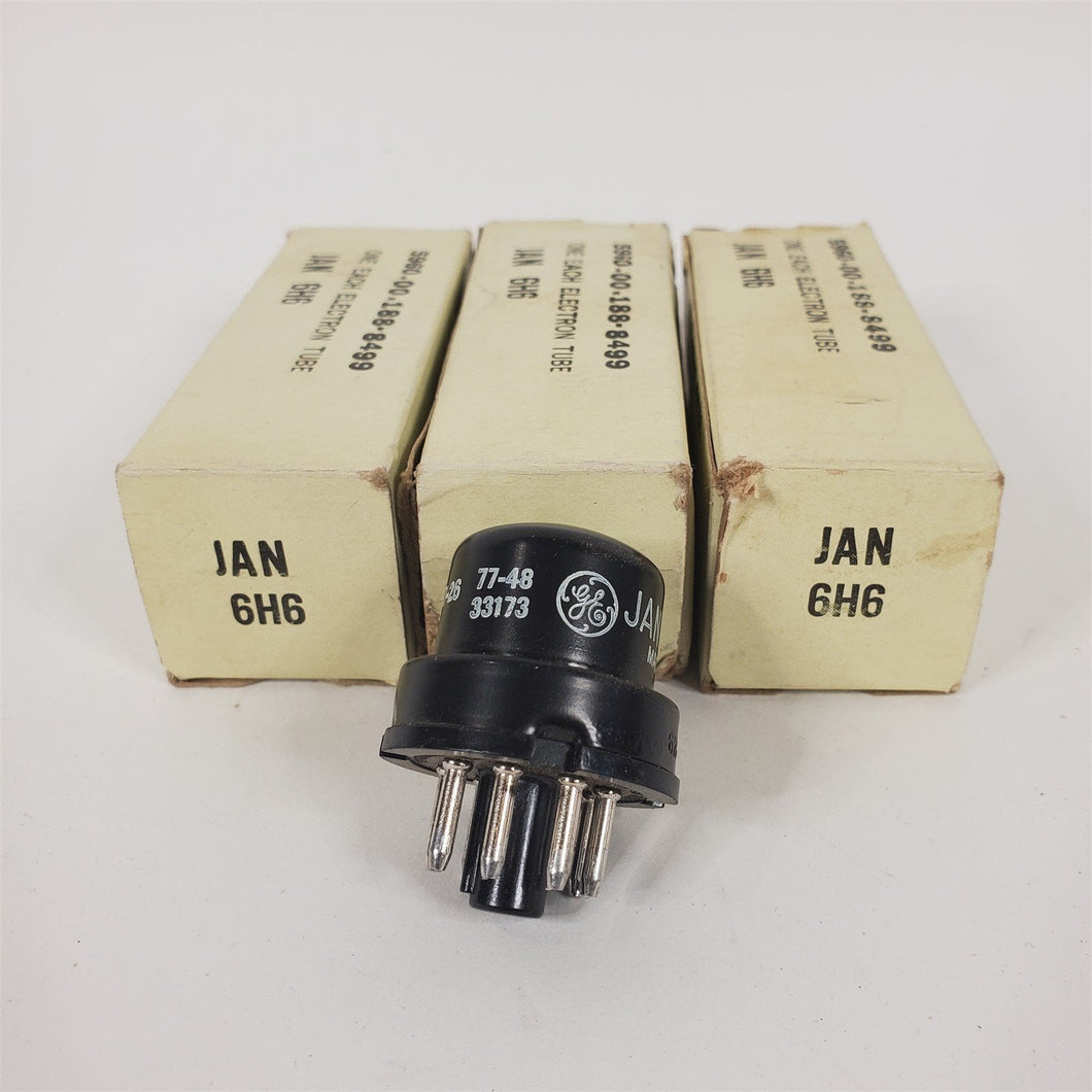 Lot of 3 GE JAN 6H6 Vintage Electron Vacuum Tubes Mil Std JAN6H6